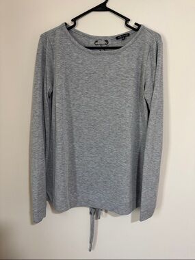 Pink Clover Heather Gray Long-Sleeve Tie-Hem Top